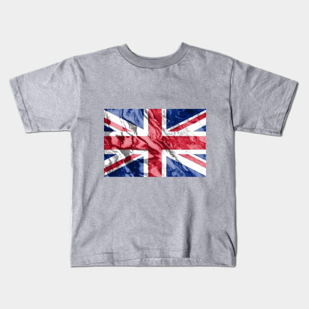 Flag of the United Kingdom - Marble texture Kids T-Shirt by DrPen